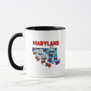 Taza Estilo de tatuaje de contorno de estado de Marylan