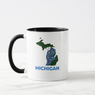 Taza Estilo de tatuaje de contorno de Michigan 