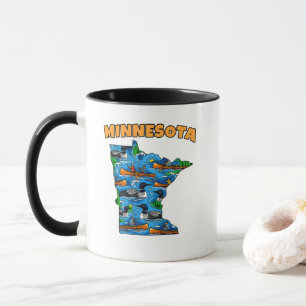 Taza Estilo de tatuaje de contorno de Minnesota