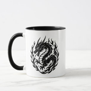 Taza Estilo de Tatuaje Dragón de Fuego Enroscado