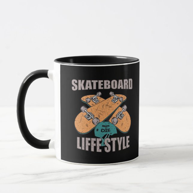 Taza estilo de vida de skateboard retro skateboarding (Izquierda)