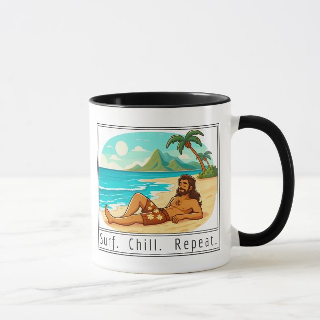 Taza Estilo de vida: Surfear. Relajarse. Repetir. (Derecha)