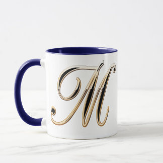 Taza Estilo doble 2 de la flor de lis del monograma de
