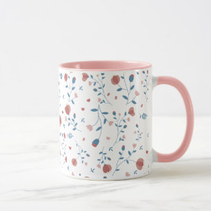 Taza Estilo Feminiano Floral Rosa Estilo Cuto De Mano