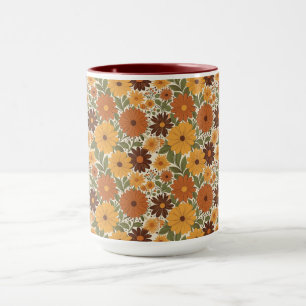 Taza estilo floral de los 70 vintage