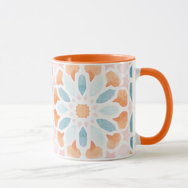 Taza Estilo marroquí en azul y naranja 2 (Derecha)
