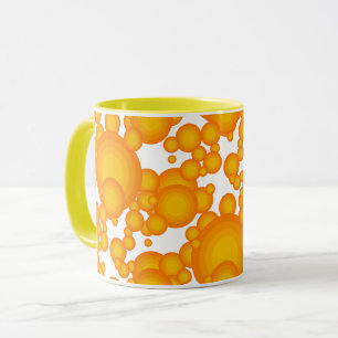 Taza Estilo naranja de los 70 círculos como burbujas ca