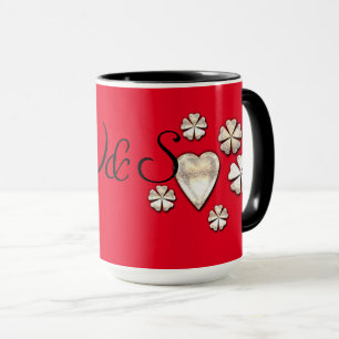 Taza Estilosos corazones rojos dorados flores personali