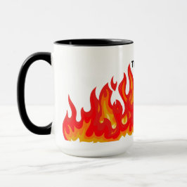 Taza "Esto está bien" (negro + fuego y llamas)