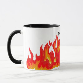Taza "Esto está bien" (negro + fuego y llamas)