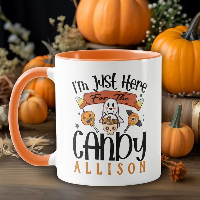Taza Estoy aquí por la Personalizado Candy Halloween (I'm Just Here for the Candy Custom Halloween Mug)