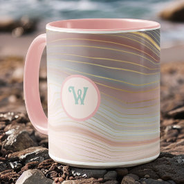 Taza Estratos Boho Peachy Pink y Aqua Gold con inicio