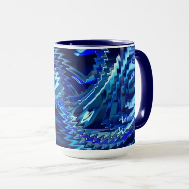 Taza Estrela azul ondulada com traçados em ziguezague (Anverso derecho)