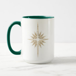 Taza Estrella de Belén Escritura Verde Navidad