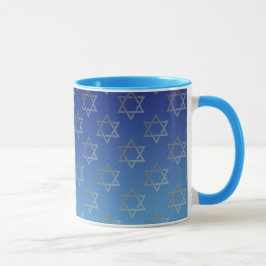 Taza Estrella de David en fondo azul
