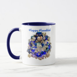 Taza Estrella Hanukkah moderna de David Snowman Wreath