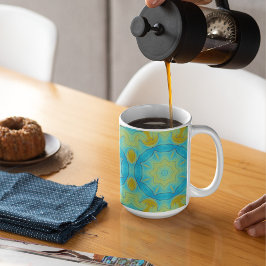 Taza Estrella oriental con amarillo azul y oro antiguo