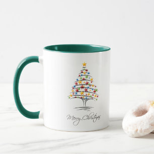 Taza Estrellas Árbol verde Feliz Navidad