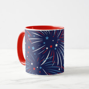 Taza Estrellas azules blancas rojas de los fuegos