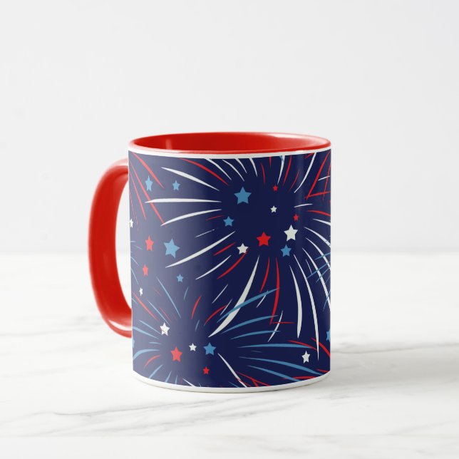 Taza Estrellas azules blancas rojas de los fuegos (Anverso izquierdo)