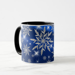 Taza Estrellas azules del navidad con el cristal de