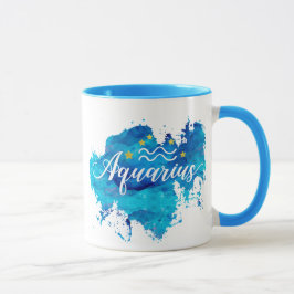 Taza Estrellas azules del oro de la acuarela del