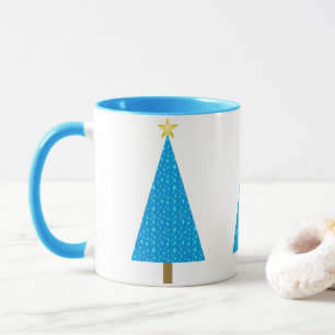 Taza Estrellas azules retro moderno árbol de Navidad Ca