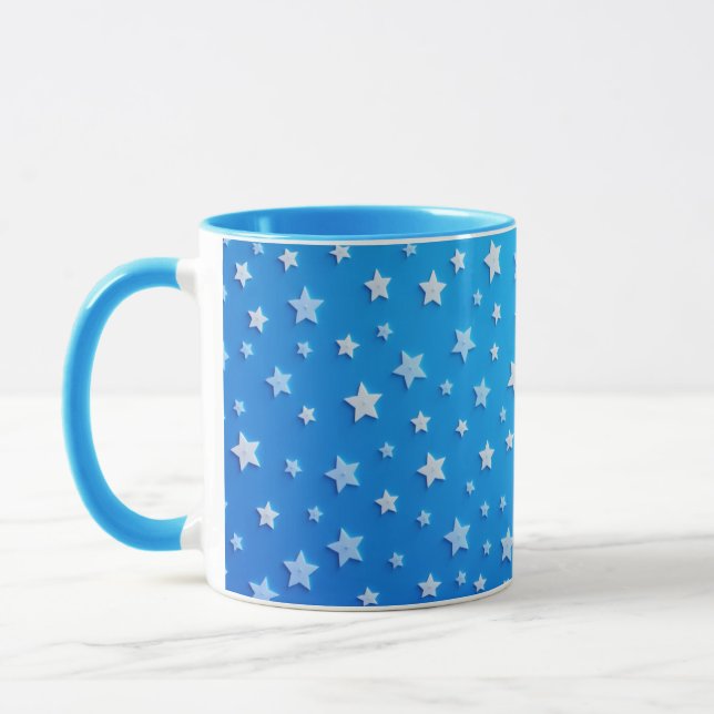Taza Estrellas blancas en un Mug azul brillante (Izquierda)