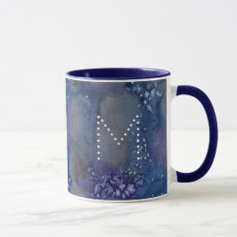Taza Estrellas celestes Nombre Monograma color de agua