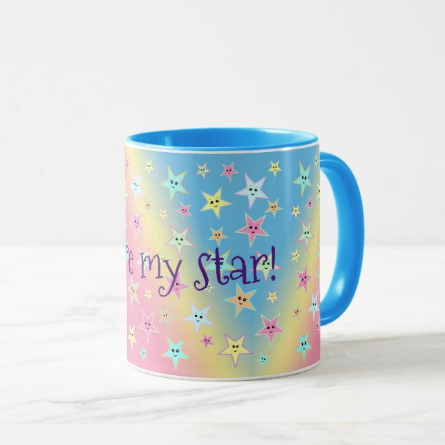 Taza Estrellas cortas con rostros en tonos pastel (Anverso derecho)