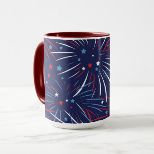 Taza Estrellas de fuegos artificiales de Blue Blanco Ro