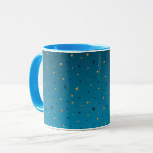 Taza Estrellas de oro en azul.