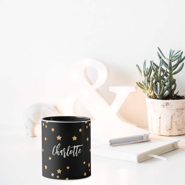 Taza Estrellas de oro negro elegantes (Subido por el creador)