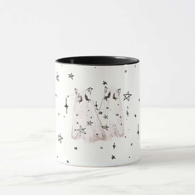 Taza "Estrellas de Punk" de gato fantasma espeluznante (Centro)