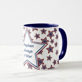 Taza Estrellas en rojo, blanco y azul