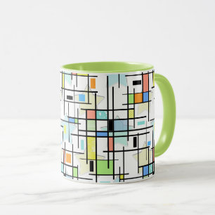 Taza Estrellas en un fondo a cuadros.