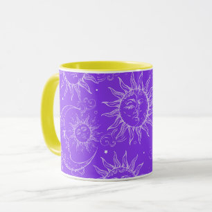 Taza Estrellas moradas celestiales de luna morada