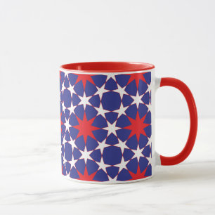 Taza Estrellas rojas y blancas en azul