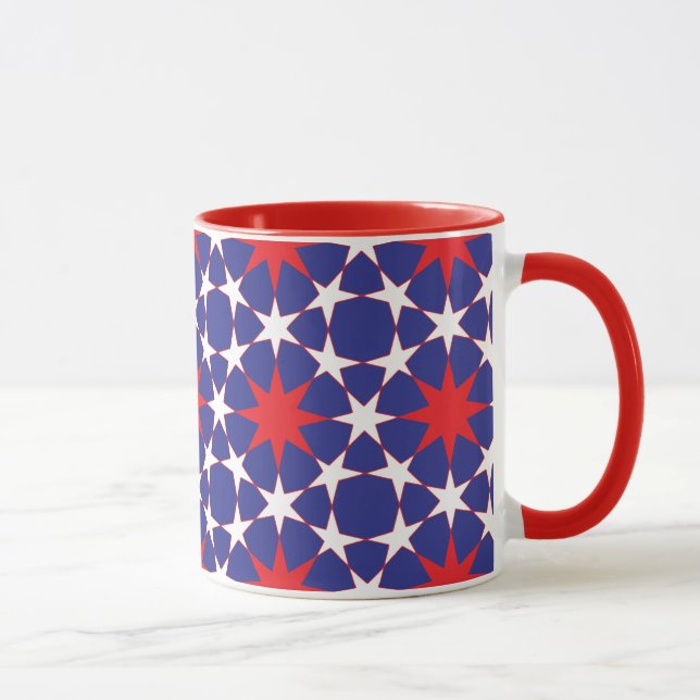 Taza Estrellas rojas y blancas en azul (Derecha)