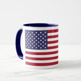 Taza Estrellas Y Bandera De Rayas Rojas Y Azules