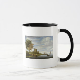 Taza Estuario del río con un castillo