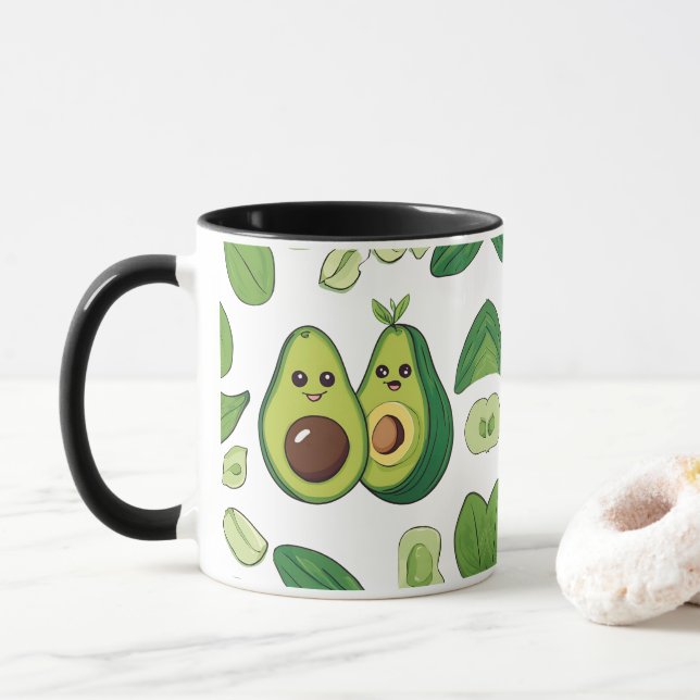 Taza Estuche Cutto Aguacate Pareja de Teléfono | Funny  (Con donut)
