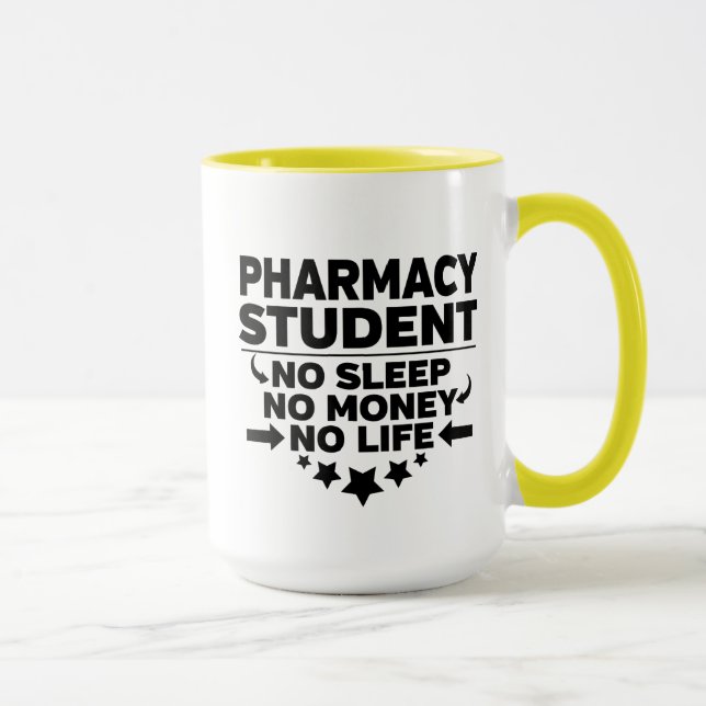 Taza Estudiante de farmacia sin sueño sin dinero sin vi (Derecha)