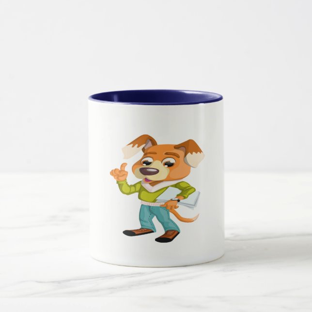 Taza Estudiante de perro de caricatura preparándose par (Centro)