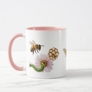 Taza Estudio de abeja oruga floral jardín vibrante