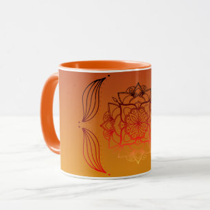 Taza Ethereal Embers – Arte floral rojo y naranja