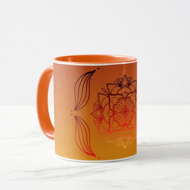 Taza Ethereal Embers – Red & Orange Floral Artwork (Anverso izquierdo)