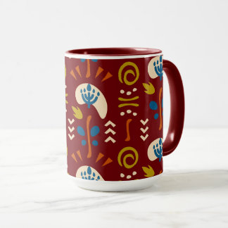 Taza Ethnic Folk Floral Pattern
