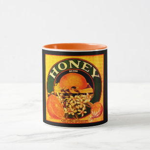 Taza Etiqueta de anuncio de fruta de naranja de miel de