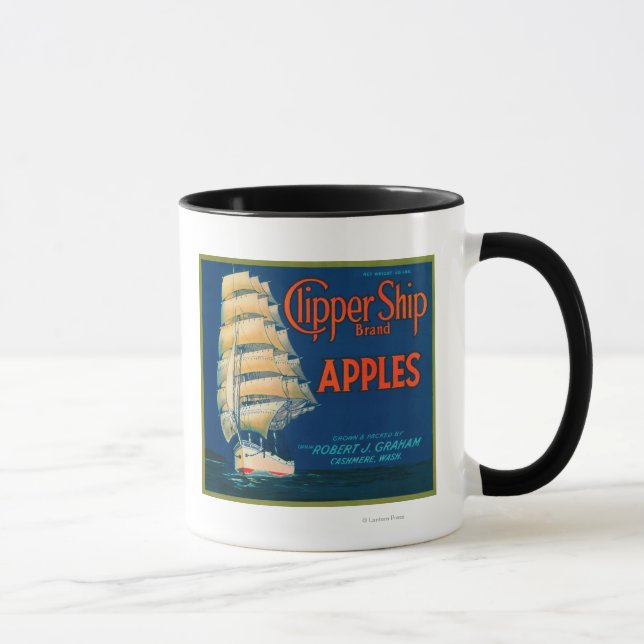 Taza Etiqueta de Apple para el barco con pinza (verde)  (Derecha)